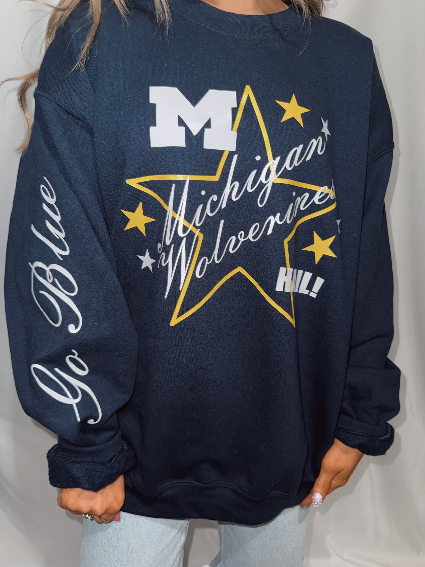 Michigan Star Burst Crewneck - Navy