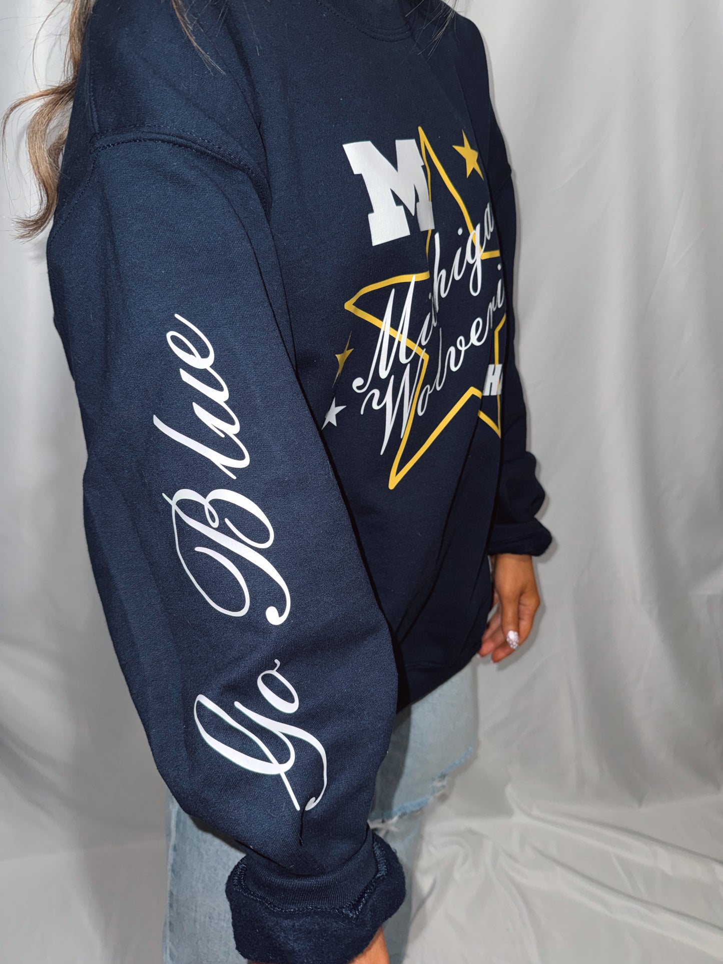 Michigan Star Burst Crewneck - Navy