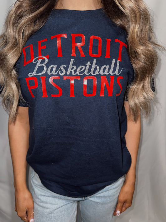 Pistons Basketball Glitter Tee