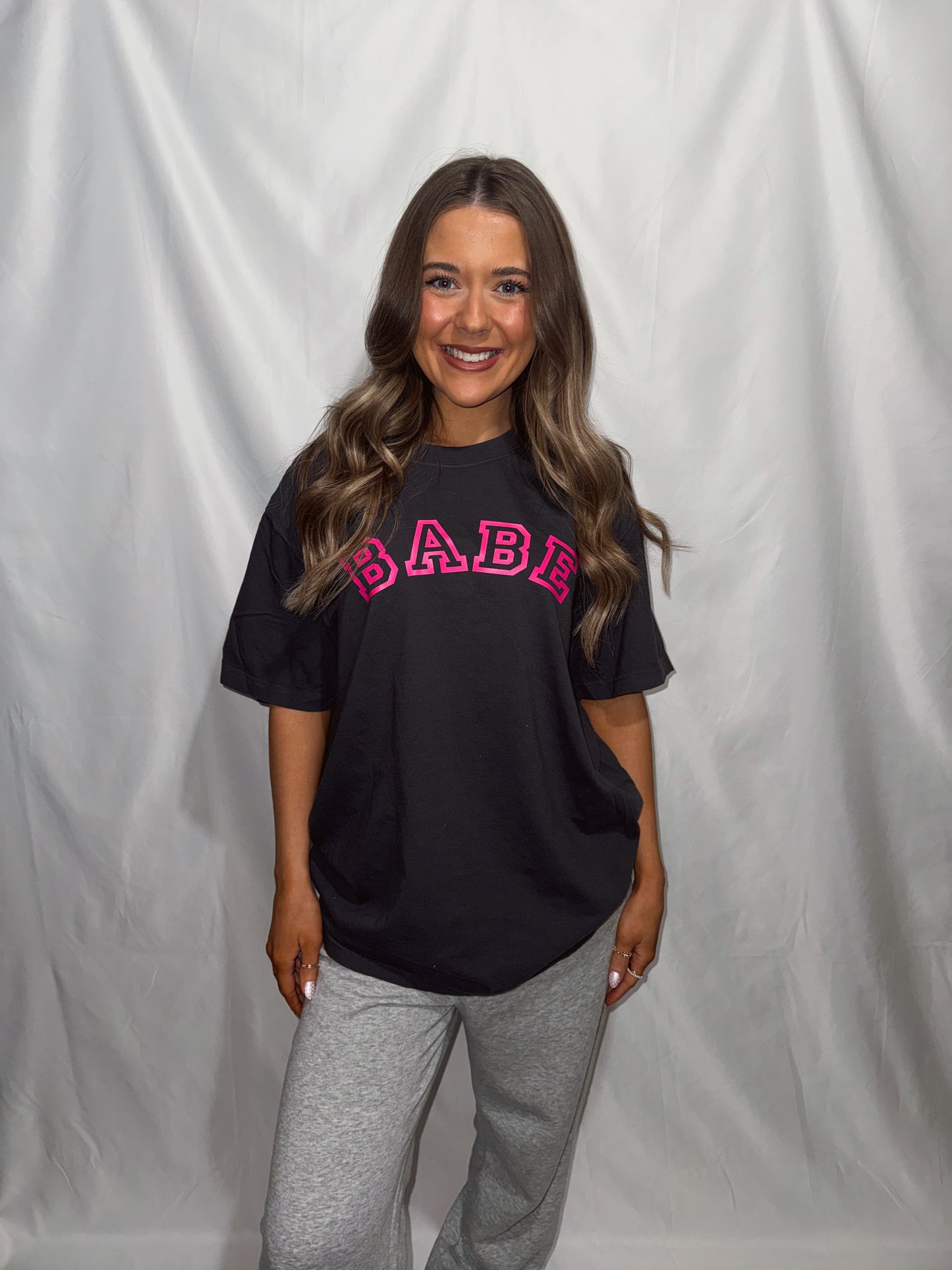 BABE Varsity Letter Tee - Graphite