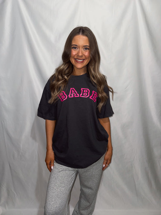 BABE Varsity Letter Tee - Graphite