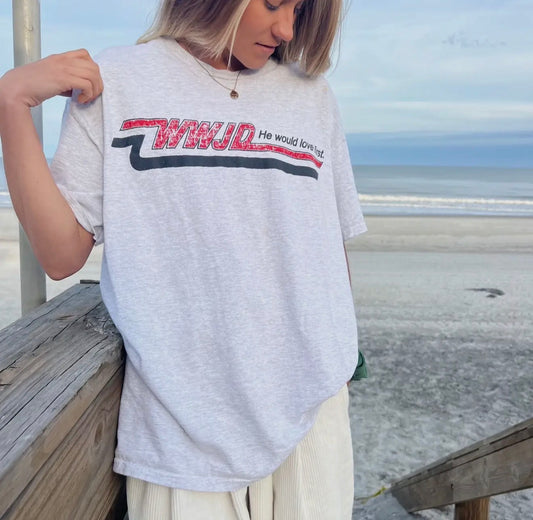 WWJD RETRO TEE - ASH (PREORDER ARRIVES BEFORE CHRISTMAS)