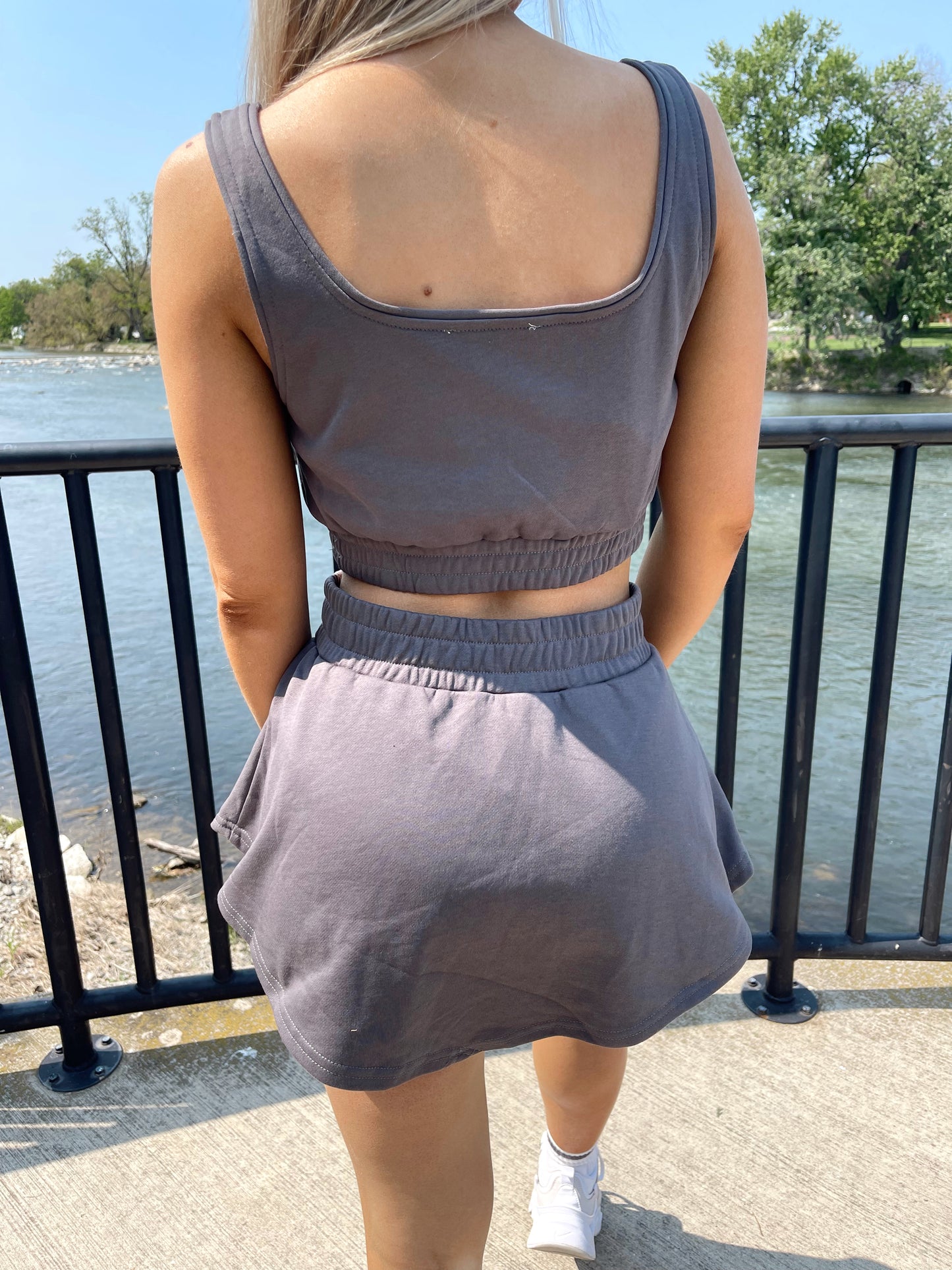 Street Chic Skirt Set - Charcoal